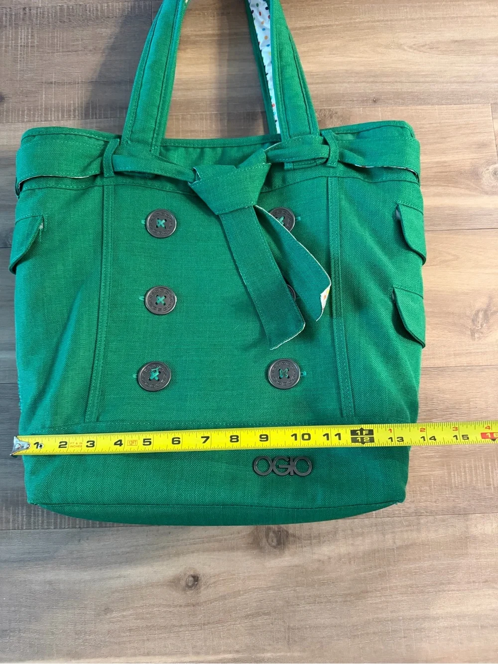 OGIO Green Canvas Tote Bag with Button Detail